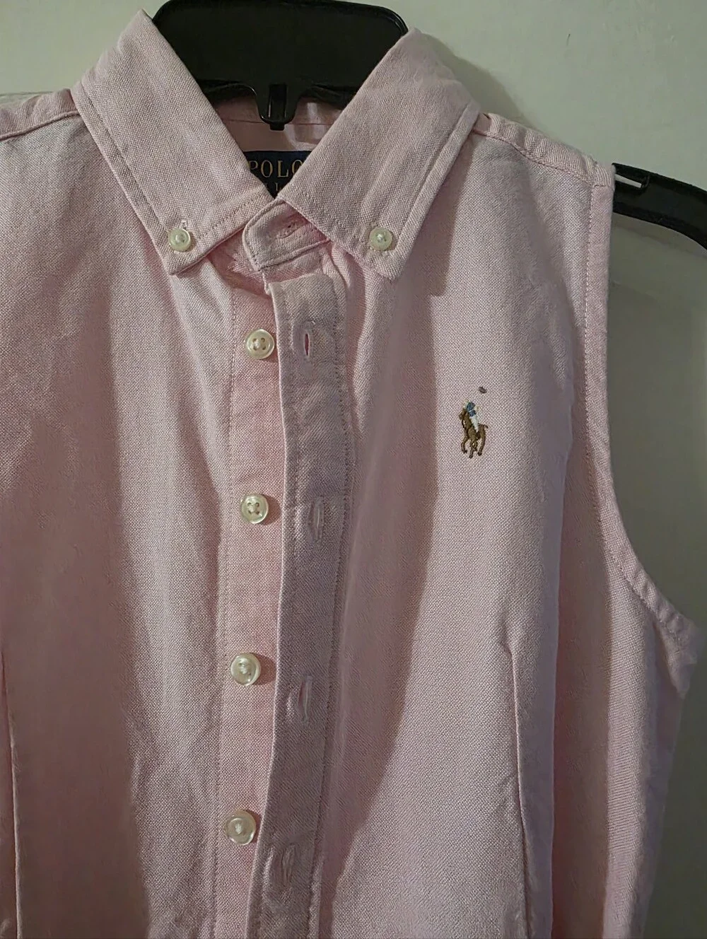 Ralph Lauren Girl's Light Pink Sleeveless Belted Shirt Dress